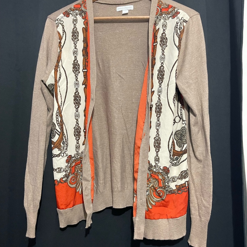 New York & Company Tan and Orange Women's Cardigan